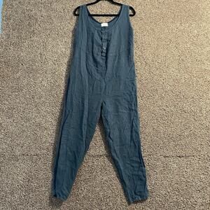 PHAEDRA Women’s Medium Jumpsuit Sleeveless Blue Linen Boho Lagenlook Sustainable